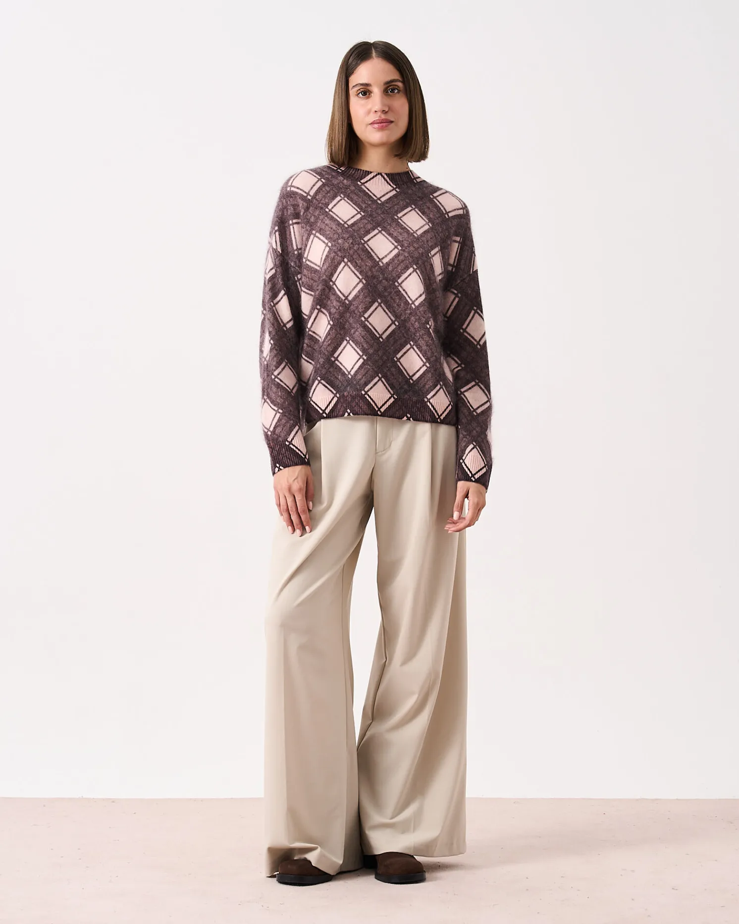 Absolut Cashmere Clarke<DAMES Ronde Hals|Geborsteld Kasjmier